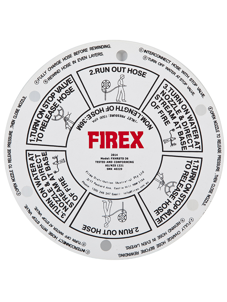 Fire Hose Reel Instruction plate - Firex - Plastic
